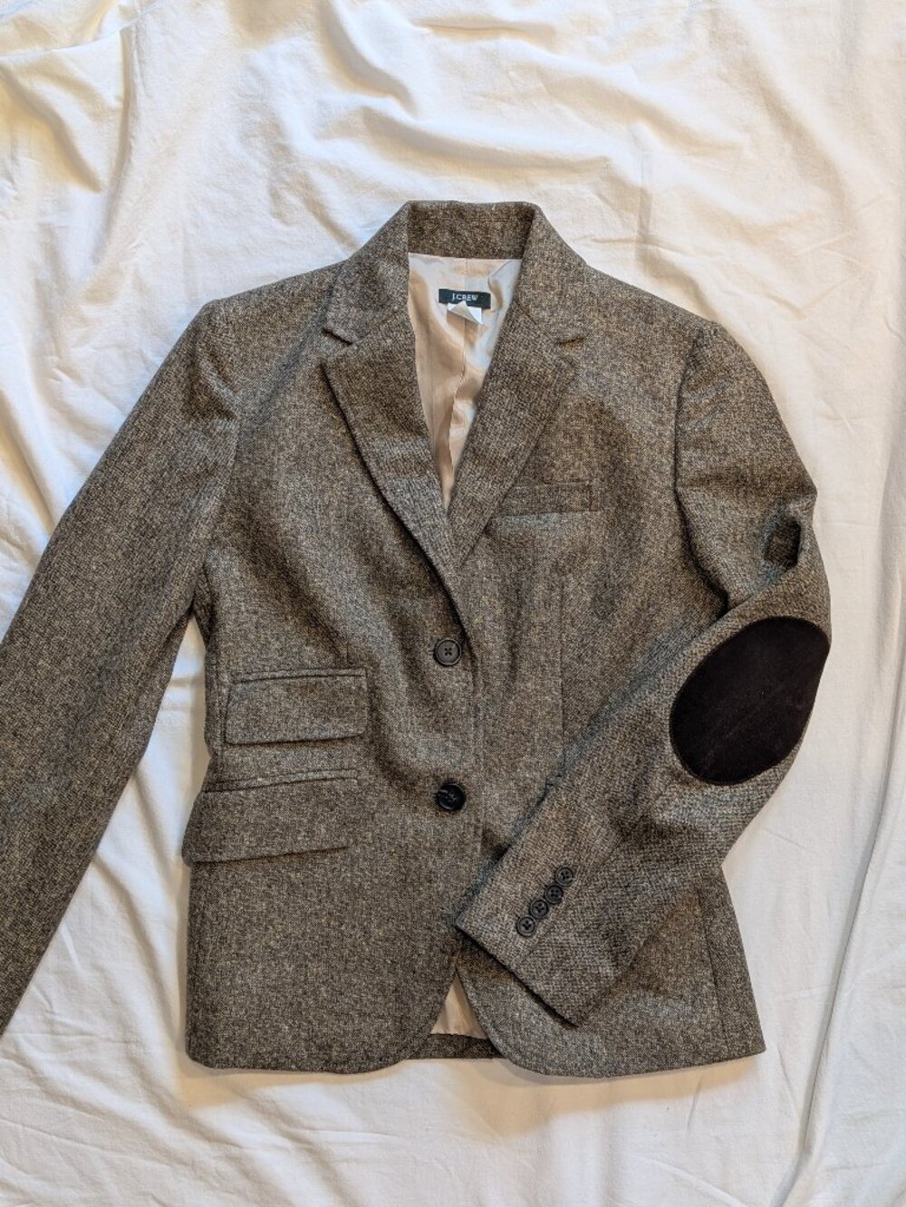 Fitted Wool J. Crew Blazer with Elbow Patches